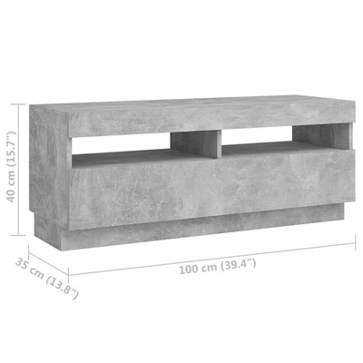 vidaXL Szafka pod TV z oświetleniem LED, szarość betonu, 300x35x40 cm