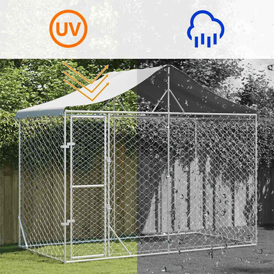 vidaXL Kojec dla psa, z dachem, srebrny, 3x1,5x2,5 m, stal