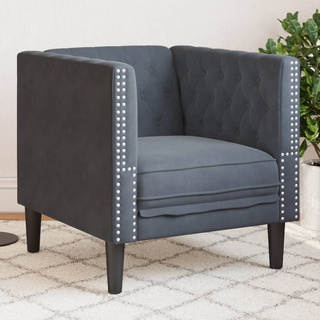 Fotel Chesterfield, ciemnoszary, tapicerowany aksamitem