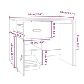 vidaXL Biurko, czarne, 95x50x75 cm, lite drewno sosnowe