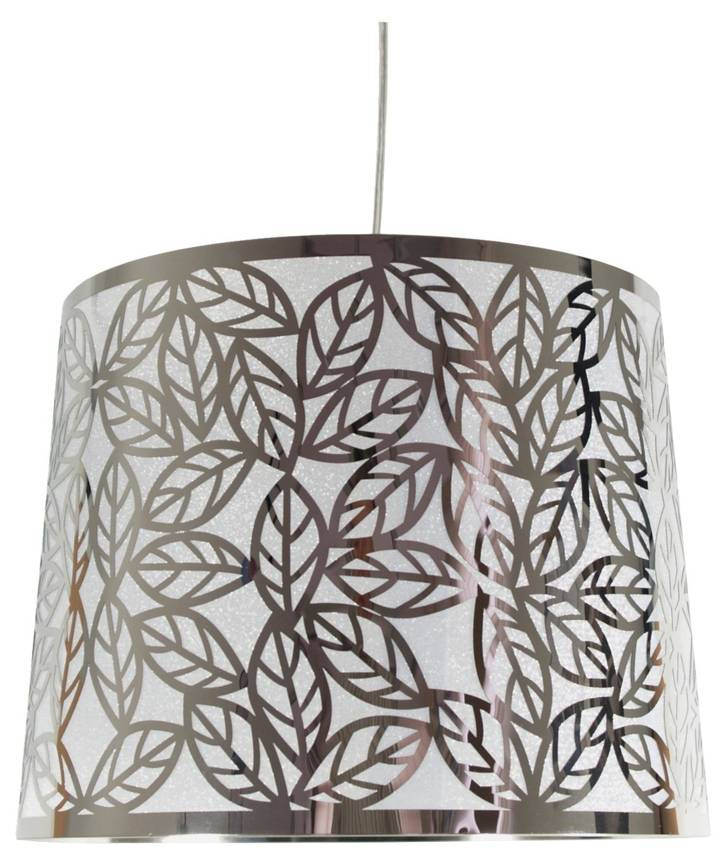 Lampa wisząca z abażurem Andromeda metalowa srebrna klasyczna do salonu