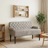 Sofa dwuosobowa z guzikowym pikowaniem jasnoszary
