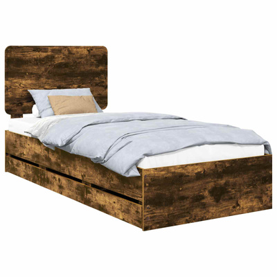 Ramka łóżka Dąb wędzony 75 x 190 cm Drewno inżynieryjne