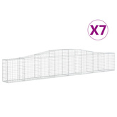 Kosze gabionowe, 7 szt, 400x30x60/80 cm, galwanizowane żelazo