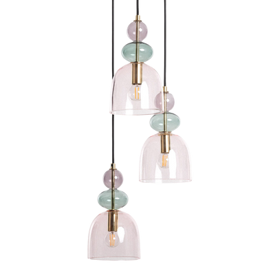 Lampa Wisząca Szklana Fioletowa 3xE14 35cm Abruzzo Koloreno