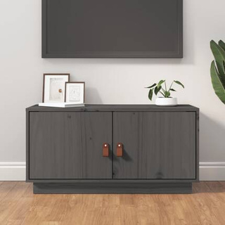 vidaXL Szafka pod TV, szara, 80x34x40 cm, lite drewno sosnowe