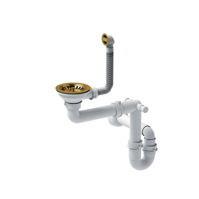 Odpływ zatyczkowy 3 1/2" z syfonem 1-komorowy PVD złoty (GRANIT-pionowy), save space,bez logo, kolekcja Art Impressions