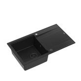 EVAN 111 GraniteQ zlewozmywak z syfonem Push 2 Open 1-komorowy z/o (860x500x210) pure carbon / elementy pure carbon