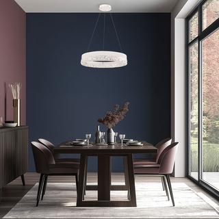 Lampa wisząca FROZI w stylu glamour – biały klosz z kryształkami – eleganckie i nowoczesne oświetlenie salonu LED