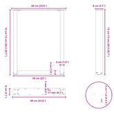 Nogi do stołu jadalnego w kształcie litery U 2 szt. Antracyt 60x(72-73) cm Stal