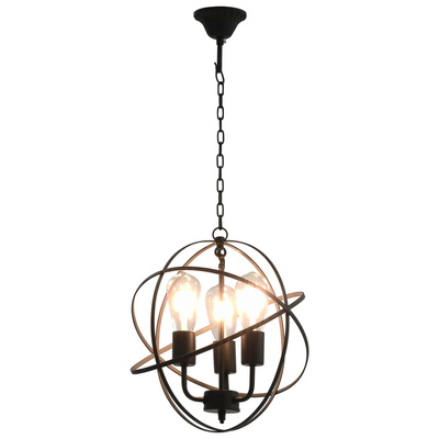 Lampa wisząca, czarna, sferyczna, 3 żarówki E27