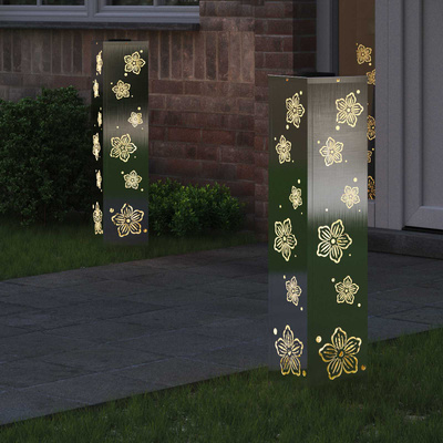 Słoneczna LED lampa na ścieżkę 2 pcs Srebrny Stal nierdzewna