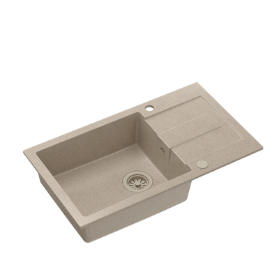 CHRISTIAN 136 XL zlewozmywak granitowy 1-komorowy beżowy (78x45x18,5) z zaślepką i odpływem bezowym (komora 45x38 cm)