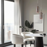 Lampa wisząca FIUGGI srebrna - ze szklanym z podłużnym kloszem – nowoczesna lampa LED nad stół