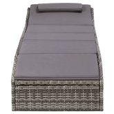 vidaXL Leżak z poduszką, polirattanowy, szary