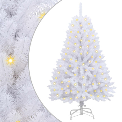 Sztuczna choinka z 150 diodami LED Biały 120 cm PVC i Metal