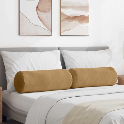 Poduszki Wałkowe 2 pcs Brązowy ? 25 x 70 cm Tkanina sztruksowa