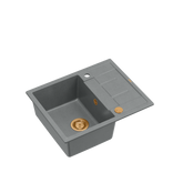 MORGAN 116 GraniteQ zlewozmywak silver stone z syfonem Push To Open kol. miedziany 1-komorowy z/o + zaczepy 4 szt