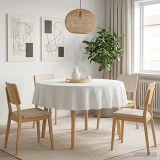 Obrus stołowy Okrągły Biały Ø 180 cm Poliester