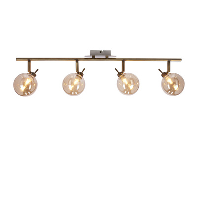 Lentini Lampa sufitowa listwa patynowy 4x40w g9 klosz bursztynowy