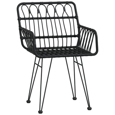 vidaXL Krzesła ogrodowe, 2 szt., czarne, 56x64x80 cm, rattan PE