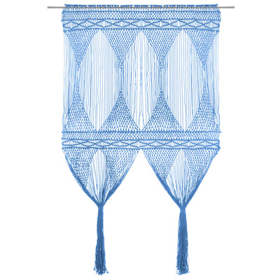 Zasłona z makramy, niebieska, 140 x 240 cm, bawełna