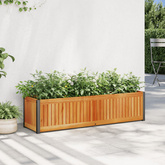 Donica ogrodowa, 110x30x27,5 cm, lite drewno akacjowe i stal