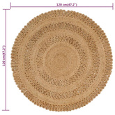 vidaXL Ręcznie pleciony dywan z juty, 120 cm, okrągły