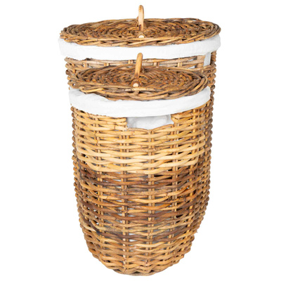 Kosz na pranie z pokrywą 2 pcs Naturalny Brąz Rattan Kubu