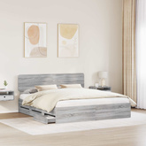 Ramka łóżka Szary Sonoma 200 x 200 cm Drewno inżynieryjne