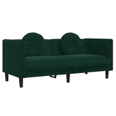 Sofa 2-osobowa z poduszkami, ciemnozielona, aksamit