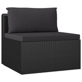 9-cz. zestaw mebli ogrodowych z poduszkami, rattan PE, czarny