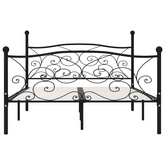 vidaXL Rama łóżka ze stelażem z listw, czarna, metalowa, 120 x 200 cm
