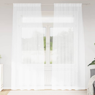 Firany Voile z zasłonami 2 pcs Biały 225 x 140 cm Poliester