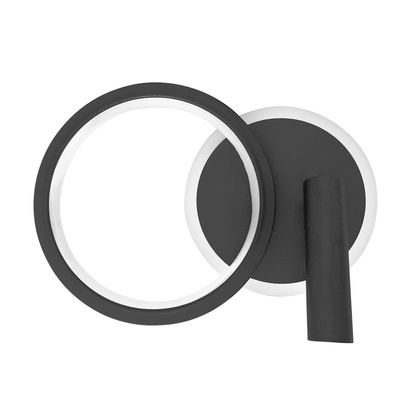 MONET lampa kinkiet koło czarny 18W LED 3000K klosz biały 22-35660
