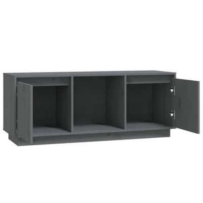 vidaXL Szafka pod TV, szara, 110,5x35x44 cm, lite drewno sosnowe