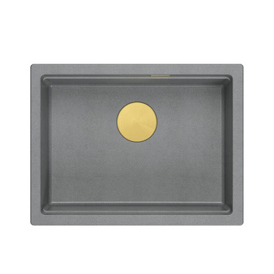 LOGAN 100 GraniteQ zlewozmywak silver stone 59,5x45,1x21,5 cm 1-komorowy podwieszany z syfonem manualnym złoty