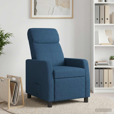 Fotel recliner niebieski tkanina