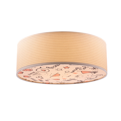 KIDDY lampa sufitowa 38 cm biały 2x40W E27 abażur paski beżowe