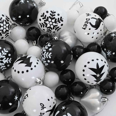 Zestaw Bombek Choinkowych 40 pcs Czarny i Biały
