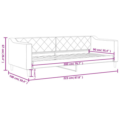 Sofa z funkcją spania, ciemnoszara, 90x200 cm, obita tkaniną