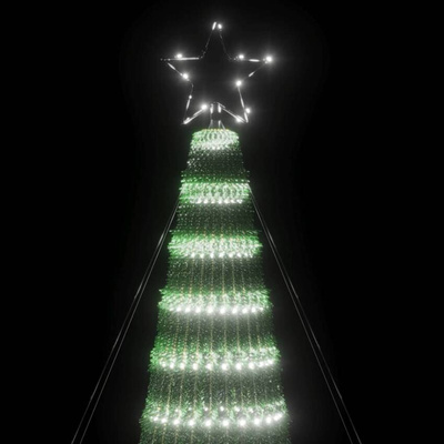 vidaXL Stożkowa choinka z lampek, 688 zimnych białych LED, 300 cm