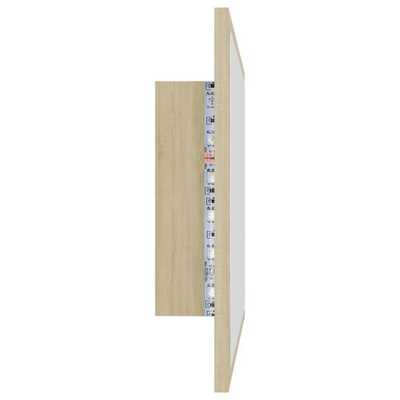 vidaXL Lustro łazienkowe LED, kolor dąb sonoma, 60x8,5x37 cm, akryl