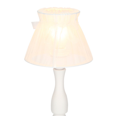 Lampka nocna Zefir biała z abażurem klasyczna E27 40W
