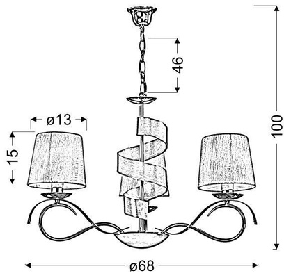Lampa wisząca chrom/złoty żyrandol 3x40W E14 Denis Candellux 33-23421