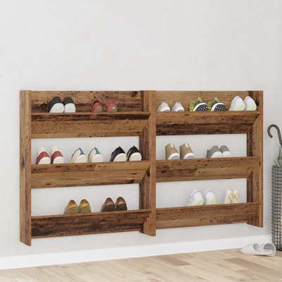 Szafka na buty z półką 2 pcs Stare drewno 84 x 18 x 90 cm