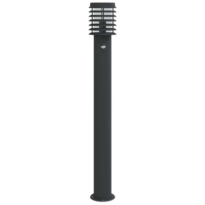 Lampy ogrodowe na słupku, z czujnikiem, 3 szt., czarne, 110 cm