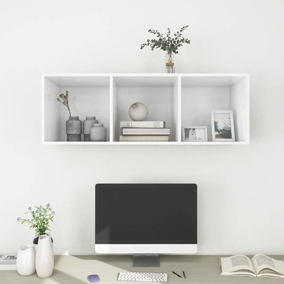 vidaXL Wisząca szafka pod TV, biała, 37x37x107 cm