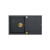 EVAN 111 GraniteQ zlewozmywak z syfonem Push 2 Open 1-komorowy z/o (860x500x210) black diamond / elementy złote