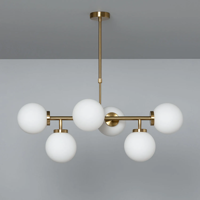 Lampa Wisząca Kule Mleczne Złota Abruzzo Liguria 6xE27